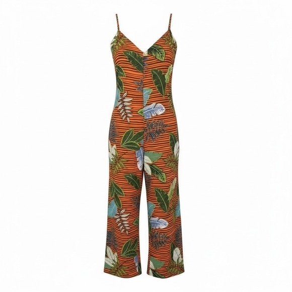 Cotton On Pants - Cotton On Womens‎ Jumpsuit Wide Leg Tropical Jungle Boho Island Vacation Sz L